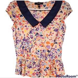 🔥SALE Jessica Simpson peplum abstract top sz.S